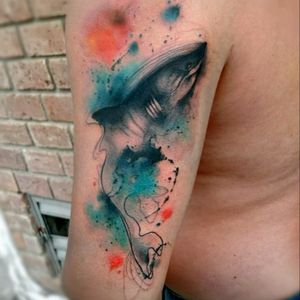 Tubarão abstrato #tattoo #tattooist #tattooartist #ink #draw #art #sketch #evolvecrew #evolveordissolve #abstract #tguest #nderm #watercolor #aquarela #watercolortattoo #family #love #lifestyle #trip #design #illustration #bsb #brasilia #df #shark #ocean
