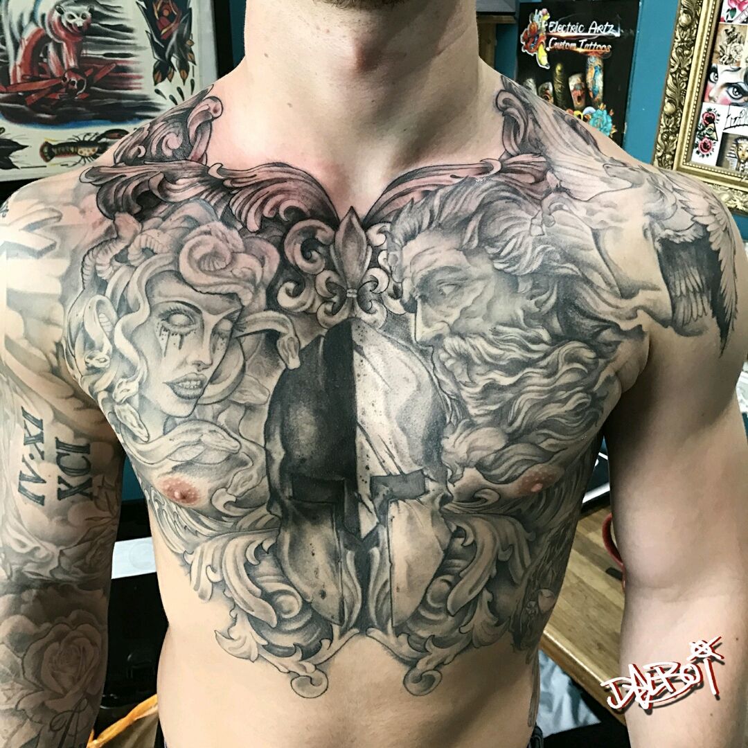 Twitter 上的 RI Tattoos  The Black PearlCheck out this Greek mythology  sleeve and chest piece all done in stipple this is just the beginning we  are also working on back piece
