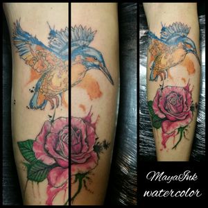 First watercolor piece i ever did#tattoo #leg #first #watercolor #piece #mayaink #art #lovemyjob #thenetherlands #dutch #tattooartist