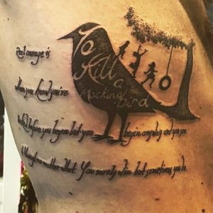#tokillamockingbird by Nadia Electric Tattoo #ink #inked #blackandgrey #courage #mockinbird #book #books #novel #noveltattoo
