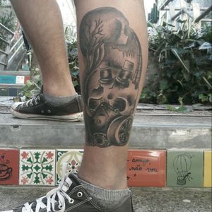 Done by @saccol_ink#blackandgrey #tattoo #skull#blacktattoo  #tattoos #blackngrey