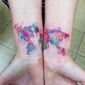 To all travelers out there! Joanne Baker#viagem #trip #mapa #map #mapamundi #aquarela #watercolor #colorida #colorful #JoanneBaker #tattoodo #TattoodoApp #tattoodoBR