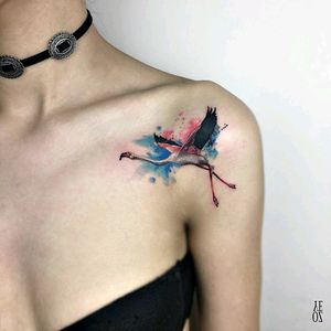 By #YelizÖzcan #watercolor #crane #bird #flight #watercolortattoo