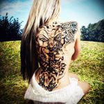 #back #gun #TattooGirl #flowers  #face