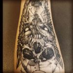 Got my wolf with a skull tattoo and I'm planning on getting a sleeve but I don't have any ideas. Can some of you suggest something? #help #forearm #anyideas
