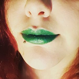 Kat von d's lipstick, Plan 9 😘 #alternativegirl #tattooedgirl #tattoolove #piercedgirl #stretchedears #lipstick #green #plan9 #lips