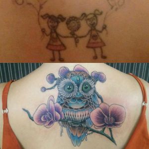 Cover up feito pelo nosso artista @LeandroOld #tattoodo #TattoodoApp #tattoodoBR #cobertura #coverup #coruja #owl #colorida #colorful #Zero21tattoo #LeandroOld