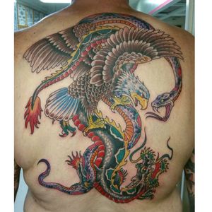 #battleroyale #fullbacktattoo #eaglesnakedragon #onesitting