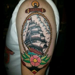 Preciate the homie Fabiano pulling up to the dctattooexpo this weekend to get this badass traditional ship tattoo #ThanksForLooking #TraditionalTattoo #ShipTattoo #DcTattooExpo #AnchorTattoo #FlowerTattoo #BoldWillHold #BoldTattoos #GuysWithTattoos #Inked #ArmTattoo #Brooklyn #NewYorkCity #TattooArtist #TattooConvention #TattooExpo  #SeeYouAgainNextYear