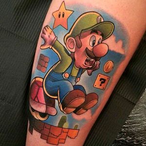 Luigi by Dane Grannon#tattoodo #TattoodoApp #tattoodoBR #luigi #nintendo #gamer #geek #nerd #videogame #estrela #star #DaneGrannon