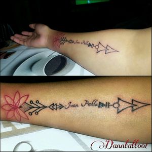 #tatuajedeflecha #flechatatuaje #arrowtattoo #tattooarrow #flor #flower #flowertattoo #ink #girltattooed #girlstattoo #familylove #amordefamilia
