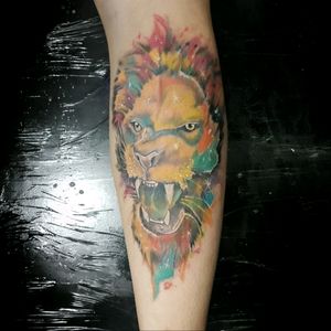 Watercolor lion's tattooRevenge Tattoo 66Contact:+55 17 992288724Fan page www.facebook.com/revengetattoo66www.instagram.com/revengetattoo66AddressR: Saldanha Marinho, 2393 Boa Vista Rio preto- Brazil