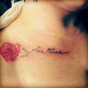 Name tattoo rose lettering
