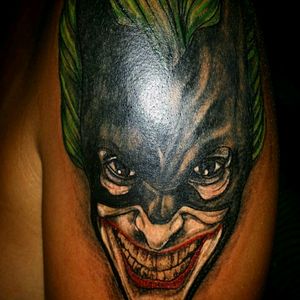 #joker #Batman blend piece done by #outlawtatz at his shop located at 281 east kingsbridge road, Bronx N.Y. 10458