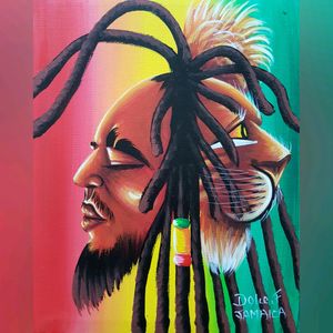 Bob Marley painting from our trip to Jamaica by artist Dolce F