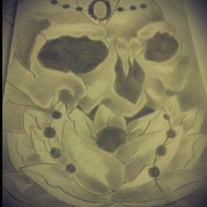 Freehand skull #blackandgrey #lotus #jewel