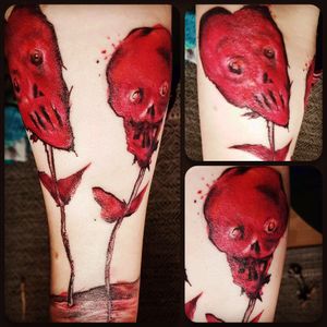 6. Tattoo of watercolour painting "Les Fleurs Du Mal" /"The Flowers of Evil" by Marilyn Manson.Made at Kiruna Tattoo. Kiruna, Sweden. 8 April 2017.