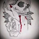 Drawing that I realized idea for a future tattoo white black and red skeleton and bloodied hand