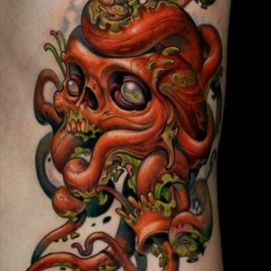 #octopus  this is a new school tattoo of octopus ans skeleton in color ... i love this ...