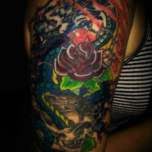 #chinesedragon #skull #rose #colorbomb