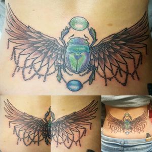 #scarab #beetle #wings #colour #neotraditional #egyptian #backtattoo