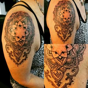 Mandala, pointilism, fine line detailing. To be continued..#tattoo #tattooartist #canadiantattoo #tattooing #tattoos #dotworktattoo #mandalatattoo