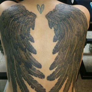 #colourtattoo #wings #wingstattoo #fineline #femininetattoo #sarniaink #sarniaontario #lovewhatido #lambton #sarniatattoo #sarniatattooartist #fineline #tattoo #feathertattoo