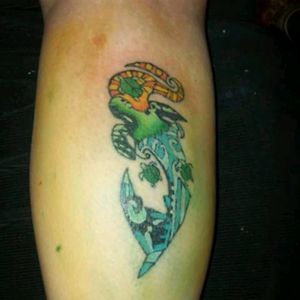 Colored Maori style sea turtle and A memorial tattoo #memorial