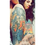 Puro color #tattooed #inkedgirls #mariobros #sonic #nintendo #playstation #sega #gamer #gamergirl #darkmark #sleevetattoo #ink #inked #inkstagram #inkedgirls #photography