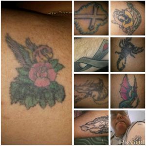 These are my tats.The parrot is on my left shoulder blade abd the rest  are on my legs and arms.I have plenty more planned for various areas.The parrot will be covered.Long story.