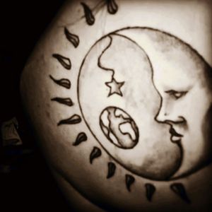 my #second #tattoo #2014artist: Pavel Celkoskistudio: Sofia Tattoo Ink#bnw #sofiatattooink #bulgaria #tattooedgirl #tattooedpeople #sun #moon #earth #planet #star #myall #meh