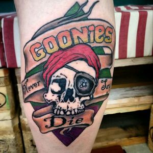 Goonies never say die! #goonies #thegoonies #gooniesneversaydie #color #neotraditional #skull