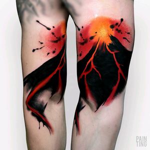 By #SyzmonGdowicz #painting #volcano #lava #color #volcanotattoo #mountain