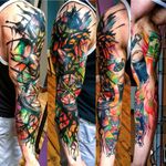Abstract sleeve by Edson Turco Tattooist #tattoodo #TattoodoApp #tattoodoBR #colorida #colorful #abstrata #abstract #rosadosventos #tatuadoresdobrasil #EdsonTurcoTattooist