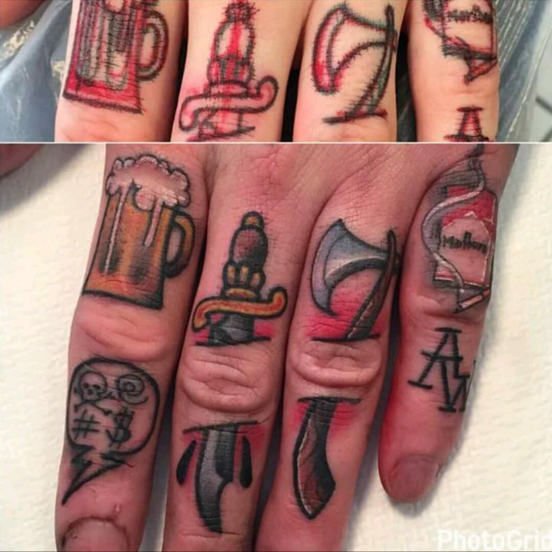Dagger tattoo on the fingers  Tattoogridnet