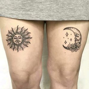 By Sandra Ebony Rose #tattoodo #TattoodoApp #tattoodoBR #lua #moon #sol #sun #delicada #cute #SandraEbonyRose