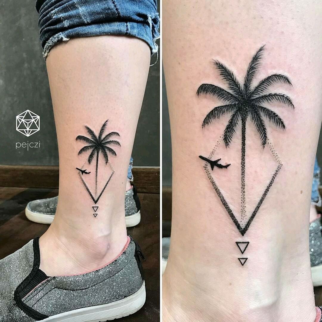 Gloria Zhang Tattoo on Instagram Palm tree with geometric palmtreetattoo  palmtreetattoos geometricart geometrictattoo finelineart  finelineartist fineliner