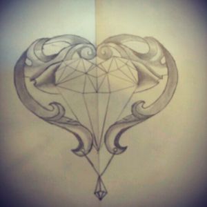 Just done drawing a Diamond heart tattoo #heart #diamond #drawin #blackandgrey