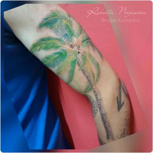 Em andamento fechamento de #braço 👊🙏😍 #tattooartist #love #tattoolove #palm #natureza #caribe #nature #naturetattoo #robertanogueira #TatuadoraBrasileira