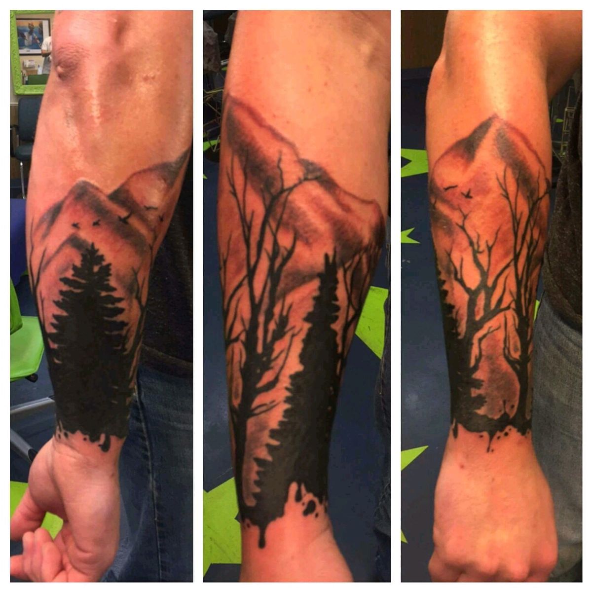 Tattoo uploaded by Brandon Whitehead • Half sleeve tree silhouette ...