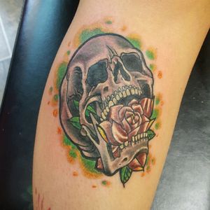 Skull and rose by artist Brandon Whitehead.