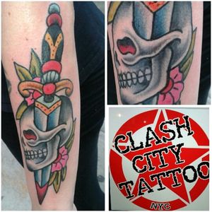 Old school skull and dagger by Baz