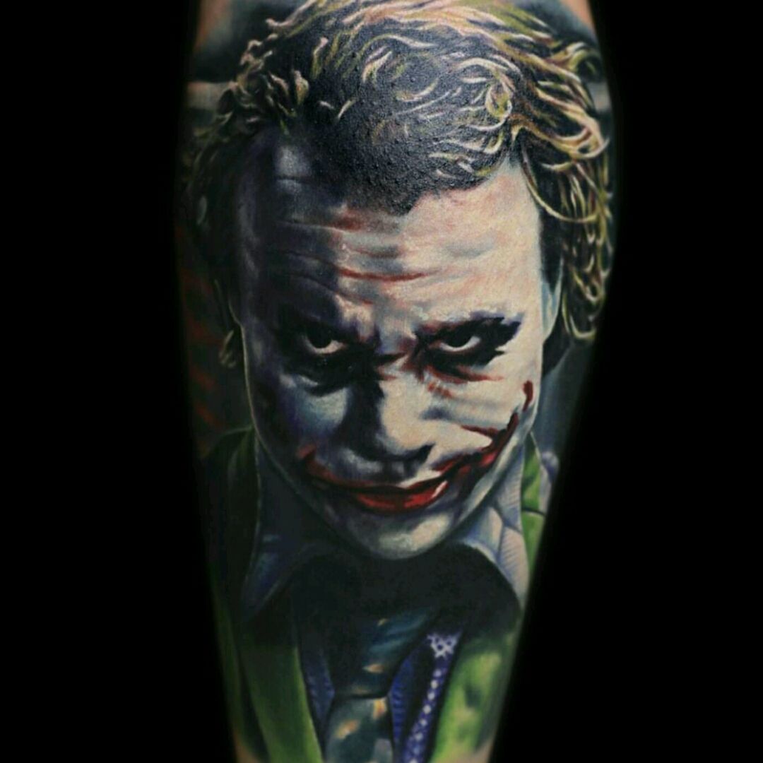 Tattoo uploaded by Djordje Tomovic • #thejoker #joker #jokertattoo  #JokerTattoos #batman #batmanjoker #HeathLedger #heathledgerjoker #color  #colorfull #fullink #portrait #realism #realistic #smile #tattoo #tattoodo  #ink #colour #colorrealism ...