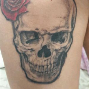 Healed Skull tattoo in #Indestructibleszonarosa #Brianno #tatuadoresmexicanos #tatuajesmexico