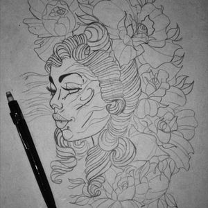 #sketches #drawing #neotraditional #horrortattoo #pencil #hungary #blood #flower #hair #eye #inprogress #wicca #witch