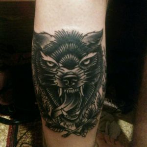 My bf #tattoo #tattoos #blackwork #wolf #ink