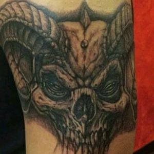 Evil demon skull. Thom Boyle A-ville's finest tatty shop