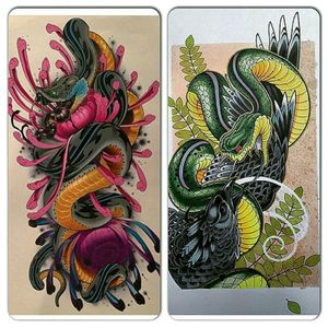 Pink and green/ snake.