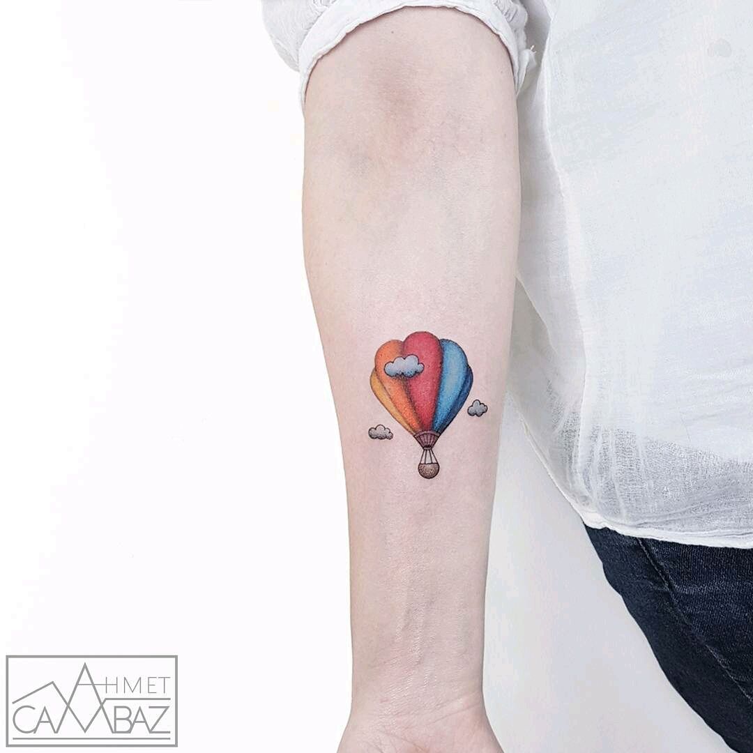 Tiny Hot Air Balloon Tattoo