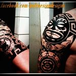 Polynesian mixed style tattoo #polynesiantattoo #PolynesianDesigns #blackwork #polynesian #ethnic #ethnictattoo